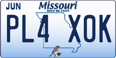MO license plate PL4X0K