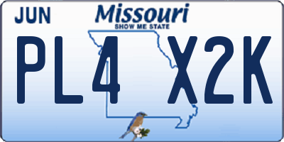MO license plate PL4X2K