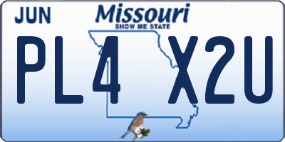 MO license plate PL4X2U