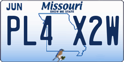 MO license plate PL4X2W