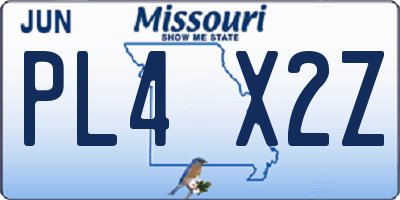 MO license plate PL4X2Z