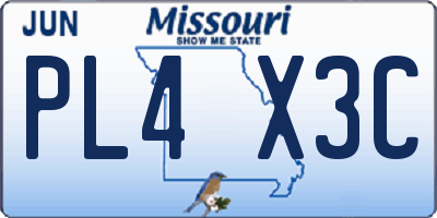 MO license plate PL4X3C