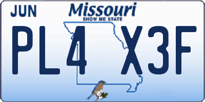 MO license plate PL4X3F