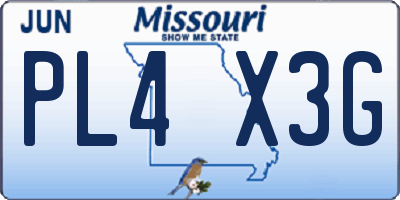 MO license plate PL4X3G