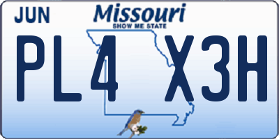 MO license plate PL4X3H