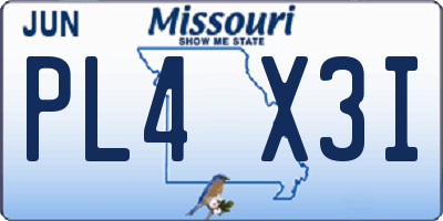 MO license plate PL4X3I