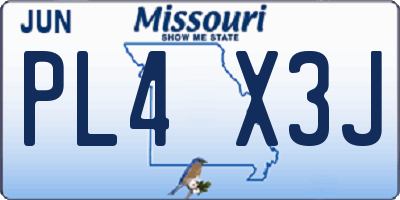 MO license plate PL4X3J