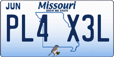 MO license plate PL4X3L