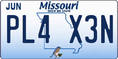 MO license plate PL4X3N
