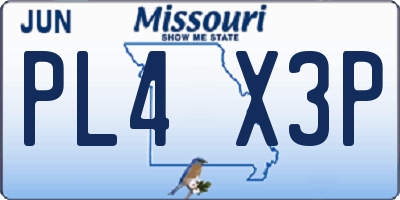 MO license plate PL4X3P