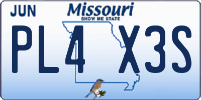 MO license plate PL4X3S
