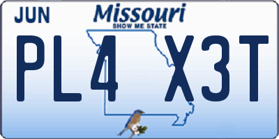 MO license plate PL4X3T