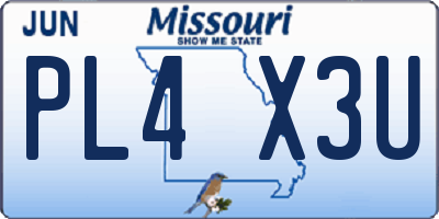 MO license plate PL4X3U
