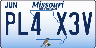 MO license plate PL4X3V