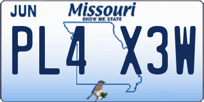 MO license plate PL4X3W