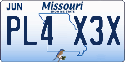 MO license plate PL4X3X