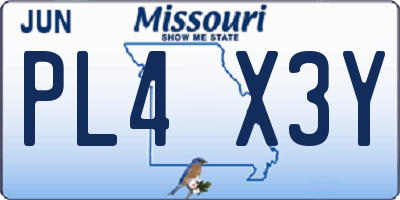 MO license plate PL4X3Y