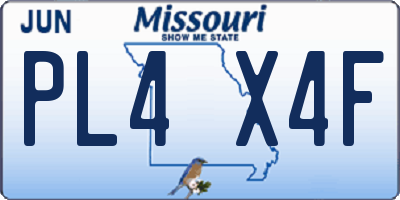MO license plate PL4X4F