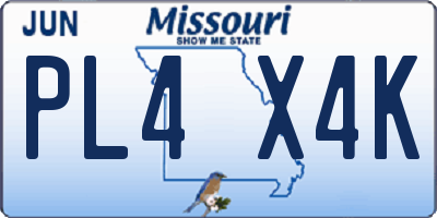 MO license plate PL4X4K