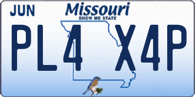 MO license plate PL4X4P