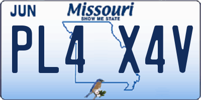 MO license plate PL4X4V