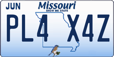 MO license plate PL4X4Z