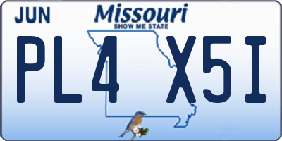 MO license plate PL4X5I