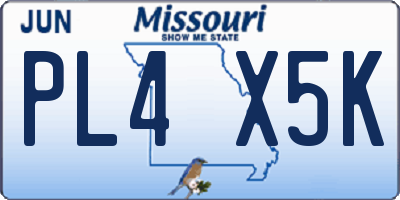 MO license plate PL4X5K