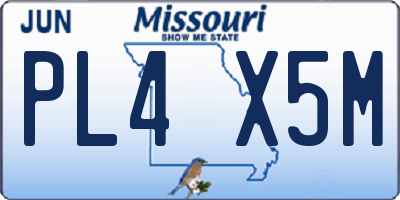 MO license plate PL4X5M