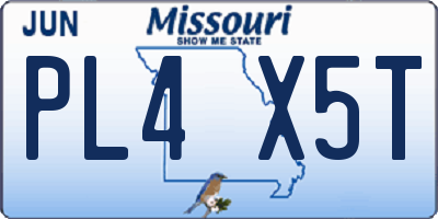 MO license plate PL4X5T