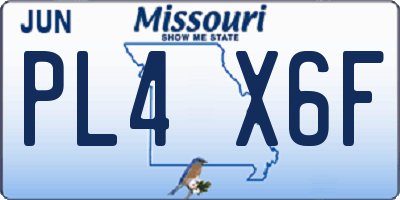 MO license plate PL4X6F