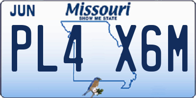 MO license plate PL4X6M