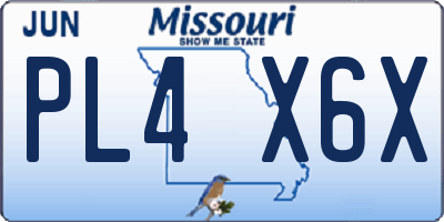 MO license plate PL4X6X