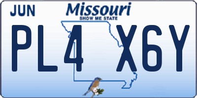 MO license plate PL4X6Y