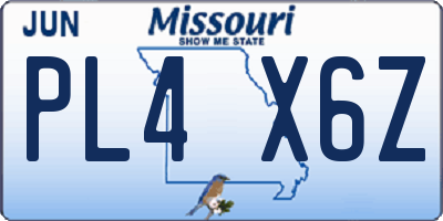 MO license plate PL4X6Z