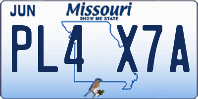 MO license plate PL4X7A