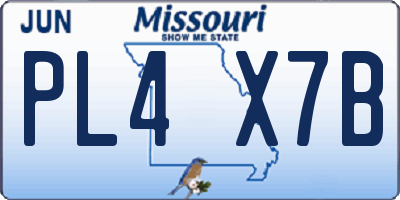 MO license plate PL4X7B