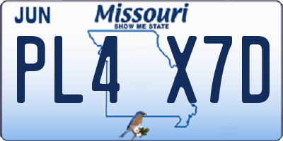 MO license plate PL4X7D