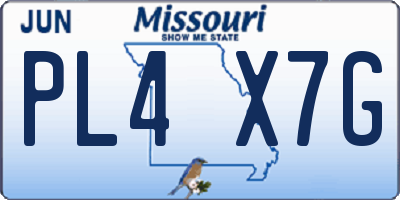 MO license plate PL4X7G