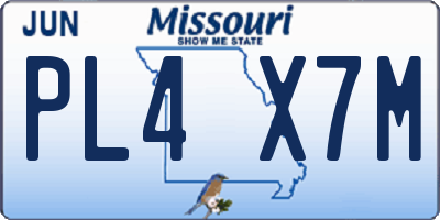 MO license plate PL4X7M