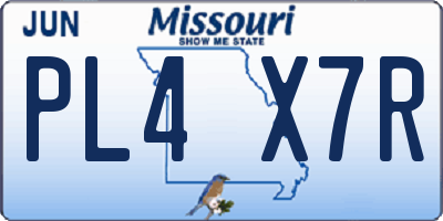 MO license plate PL4X7R