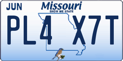 MO license plate PL4X7T