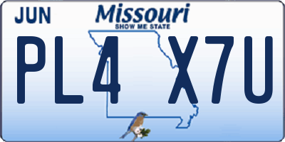 MO license plate PL4X7U