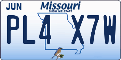 MO license plate PL4X7W