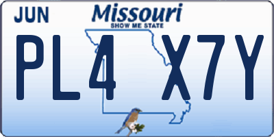 MO license plate PL4X7Y