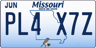 MO license plate PL4X7Z