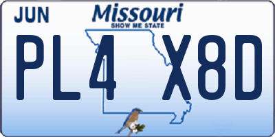 MO license plate PL4X8D