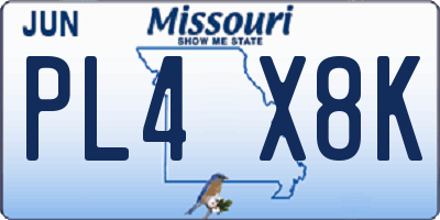 MO license plate PL4X8K