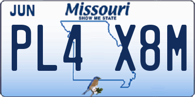MO license plate PL4X8M