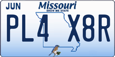 MO license plate PL4X8R
